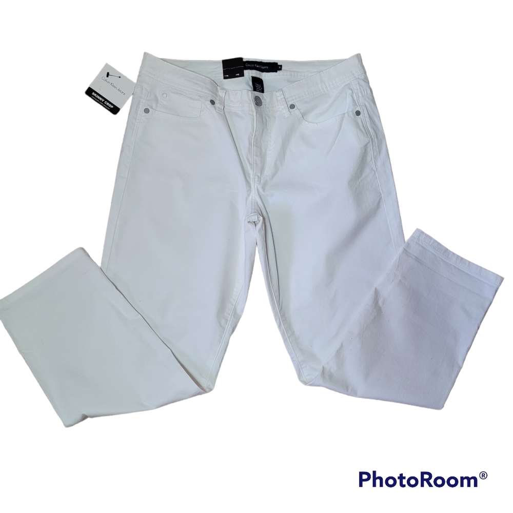 NwT Y2K style Calvin Klein skinny cropped ankle white size 12